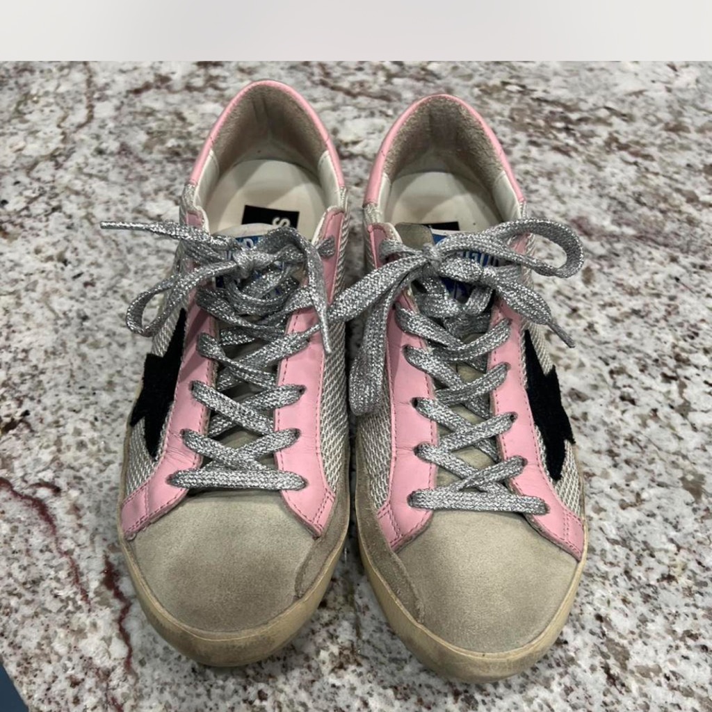 Golden Goose Pink And Silver Sneakers